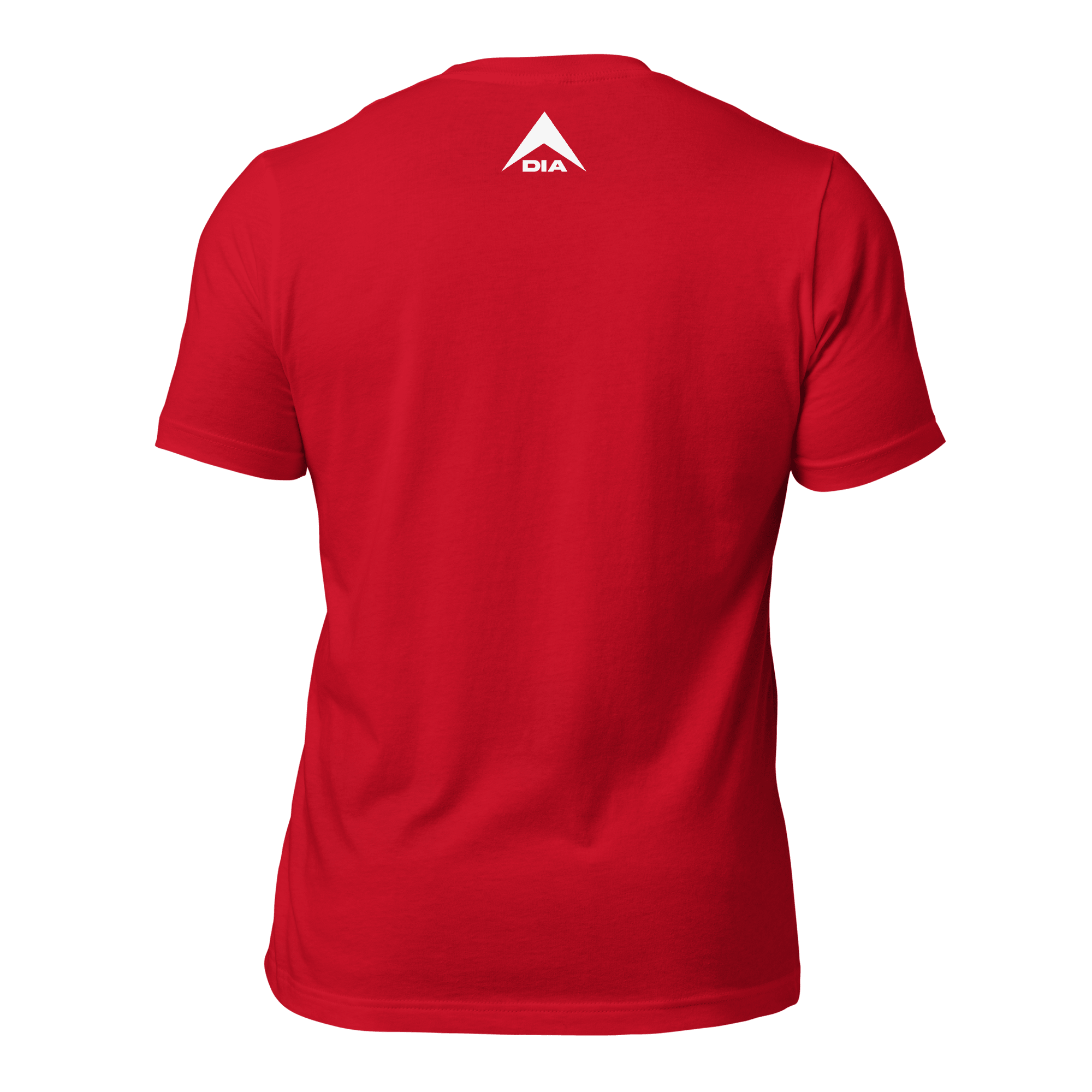Red t-shirt, back view, featuring a small white DIA logo centered below the collar.