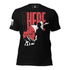 Black t-shirt with "THERE" text, a red and white map of Afghanistan with soldier silhouette, and US flag on the sleeve.