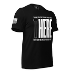 Black t-shirt at an angle, "THANK YOU FOR SERVING OVER THERE" text, white DIA logo, and American flag sleeve detail.