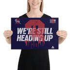 A woman in a black shirt holds a navy "3 Truck" poster with white text, a red graphic, and a white DIA logo.