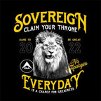 Yellow "SOVEREIGN" lion graphic with "CLAIM YOUR THRONE" text, "2022" date, and a DIA logo.