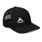 Black trucker hat featuring a three-quarter view, DIA logo on the front, and matching black mesh backing.