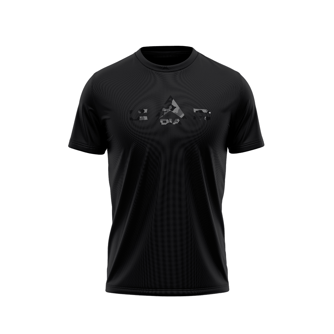 Black t-shirt featuring a tonal black DIA logo graphic on the chest.