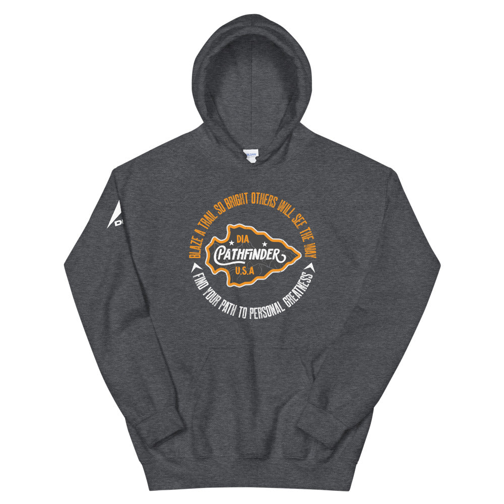 DIA Pathfinder Trailblazer Hoodie | Dark Heather Gray | Men & Women | Blaze Your Own Path to Success